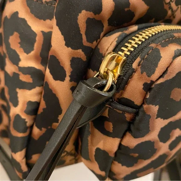JIMMY CHOO Candice Onyp Natural Leo Nylon Leather Backpack NWT